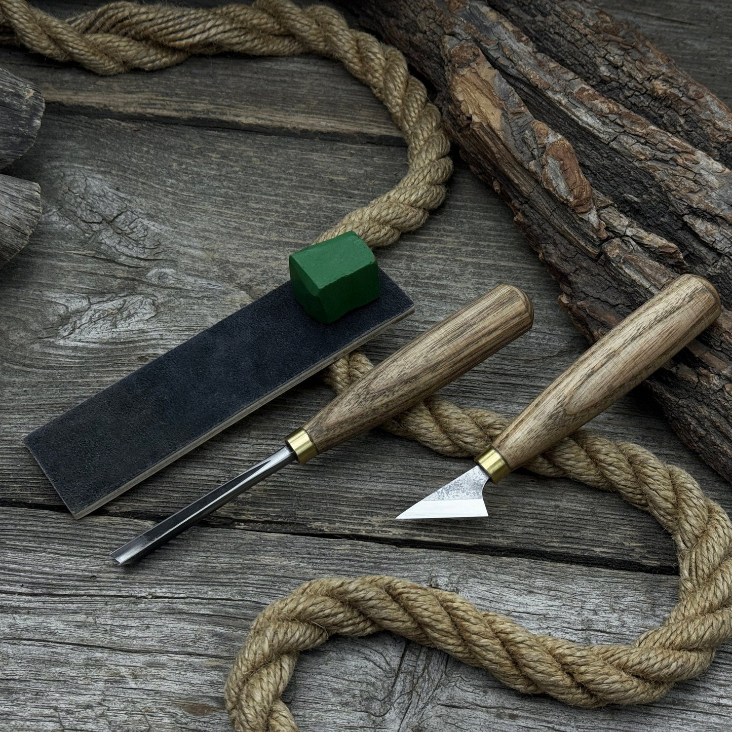 3-Piece Wood Carving Tool Set with Leather Strop