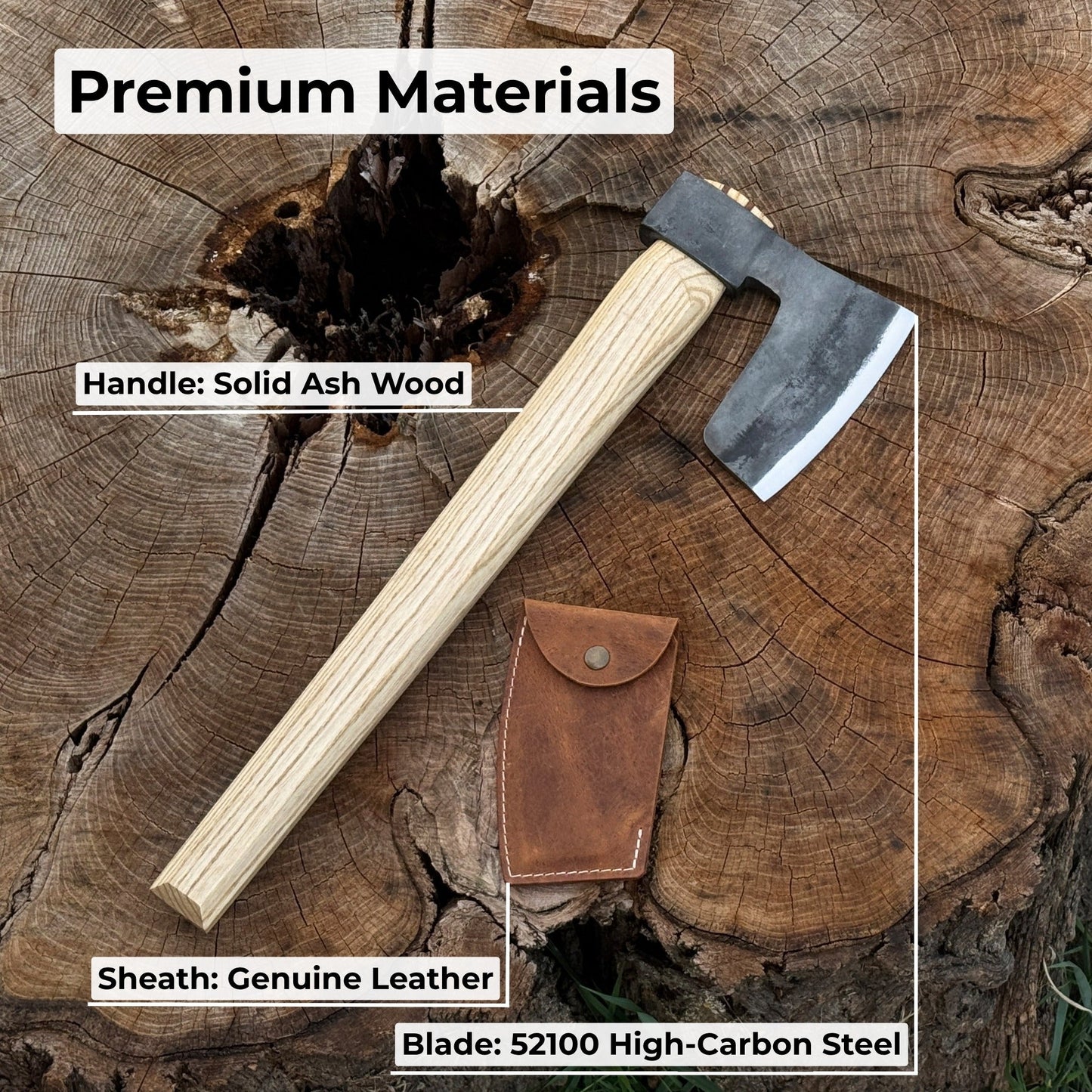 Hand-Forged Carpenter's Axe with Leather Sheath, 0.84 kg (1.85 lb)