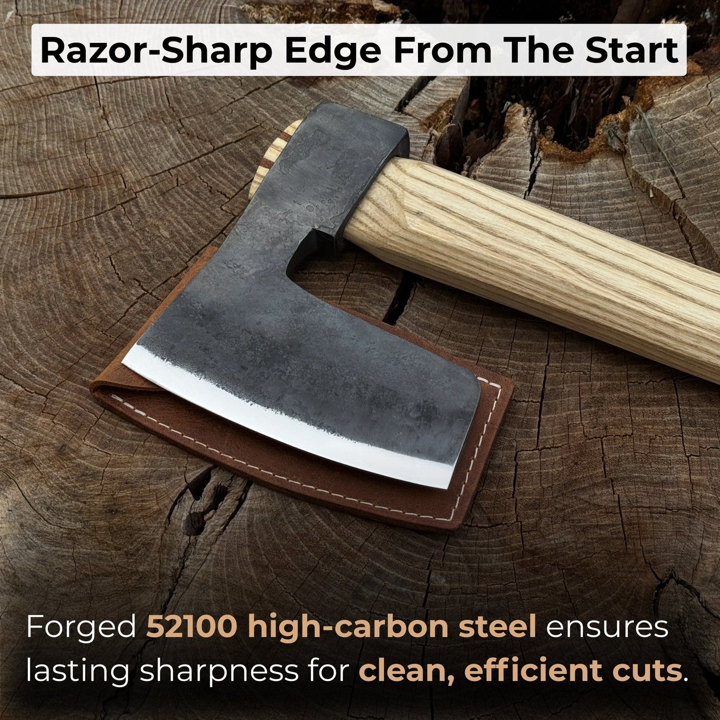 Hand-Forged Carpenter's Axe with Leather Sheath, 0.84 kg (1.85 lb)