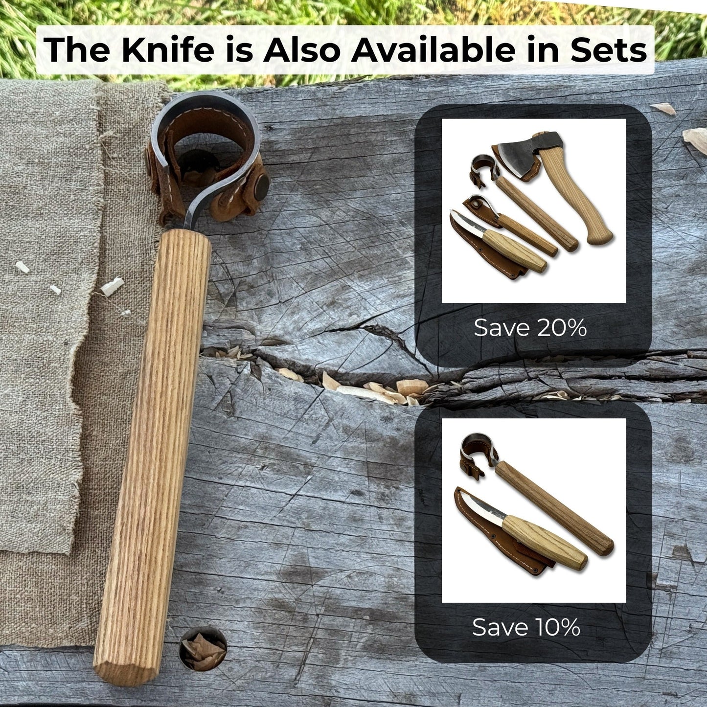 Spoon Carving Hook Knife, with Leather Sheath ⌀ 4.5 cm (1.77 inches)