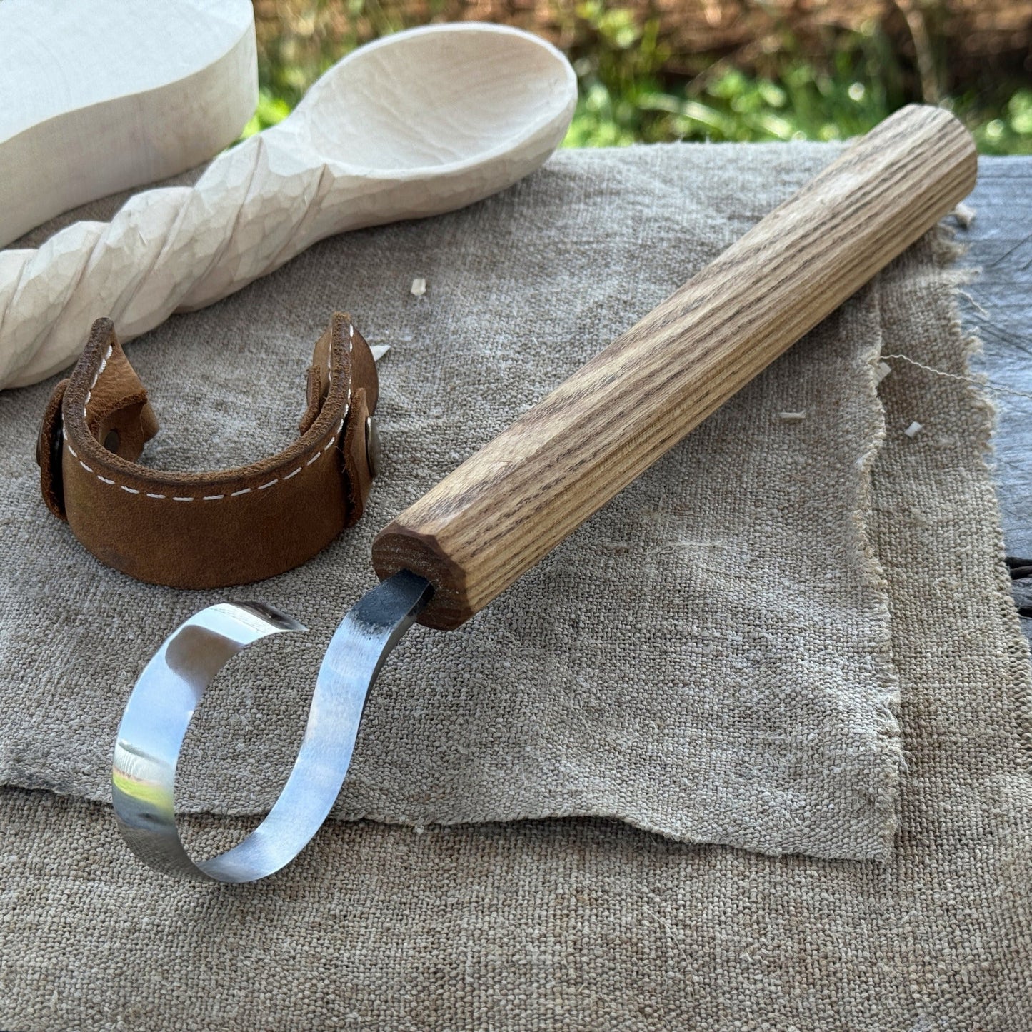 Spoon Carving Hook Knife, with Leather Sheath ⌀ 4.5 cm (1.77 inches)