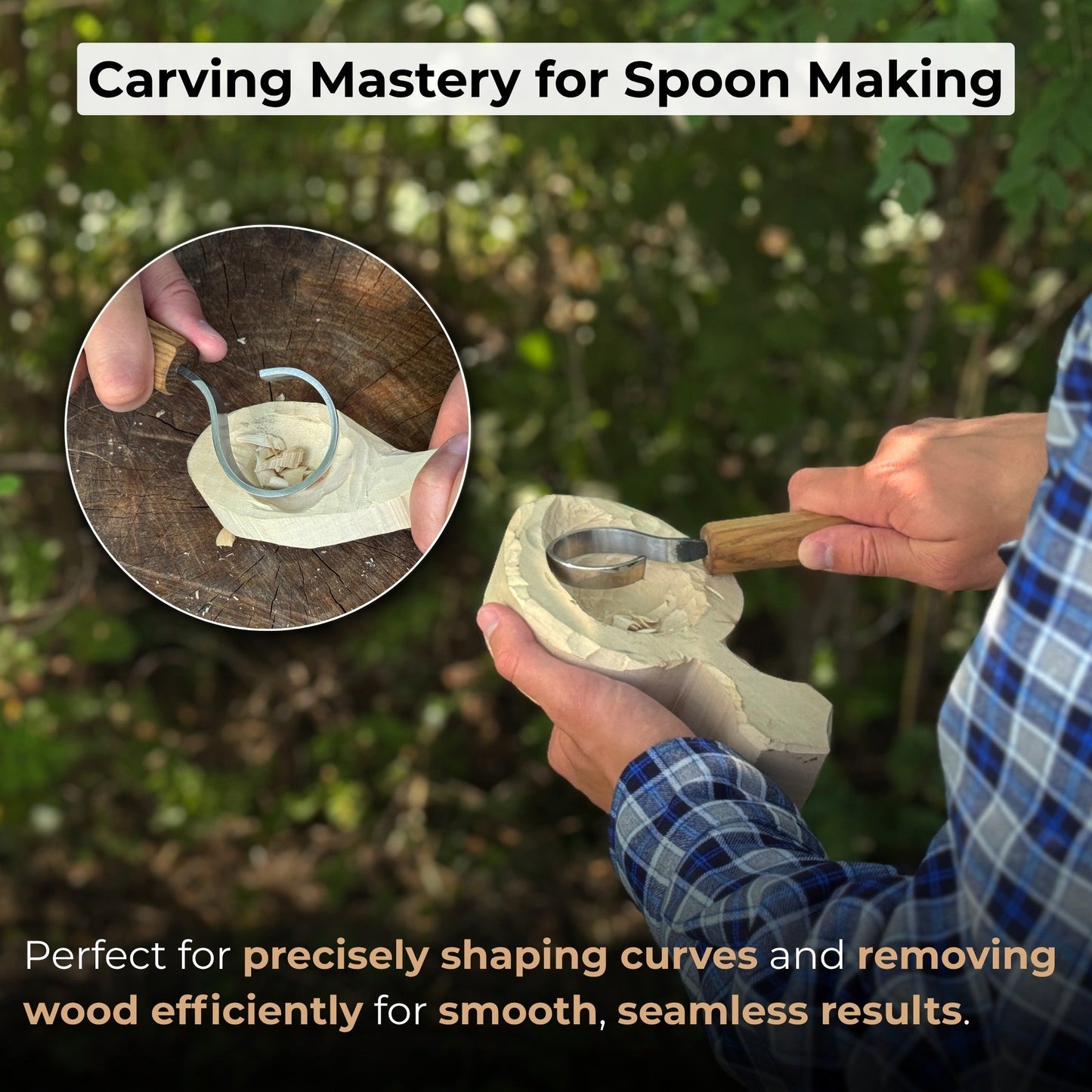 Spoon Carving Hook Knife, with Leather Sheath ⌀ 4.5 cm (1.77 inches)
