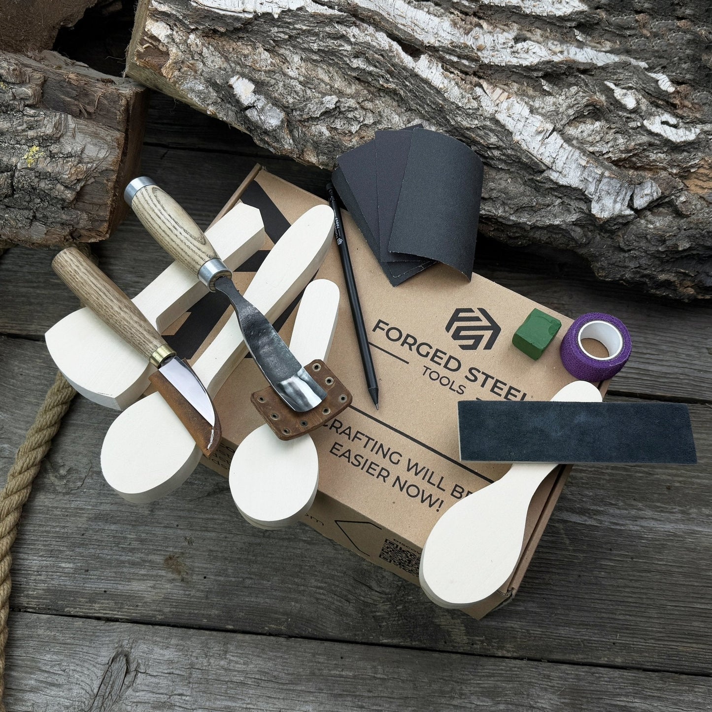 Spoon Carving Kit – DIY Wood Carving Set with Tools & Spoon Blanks for Starters
