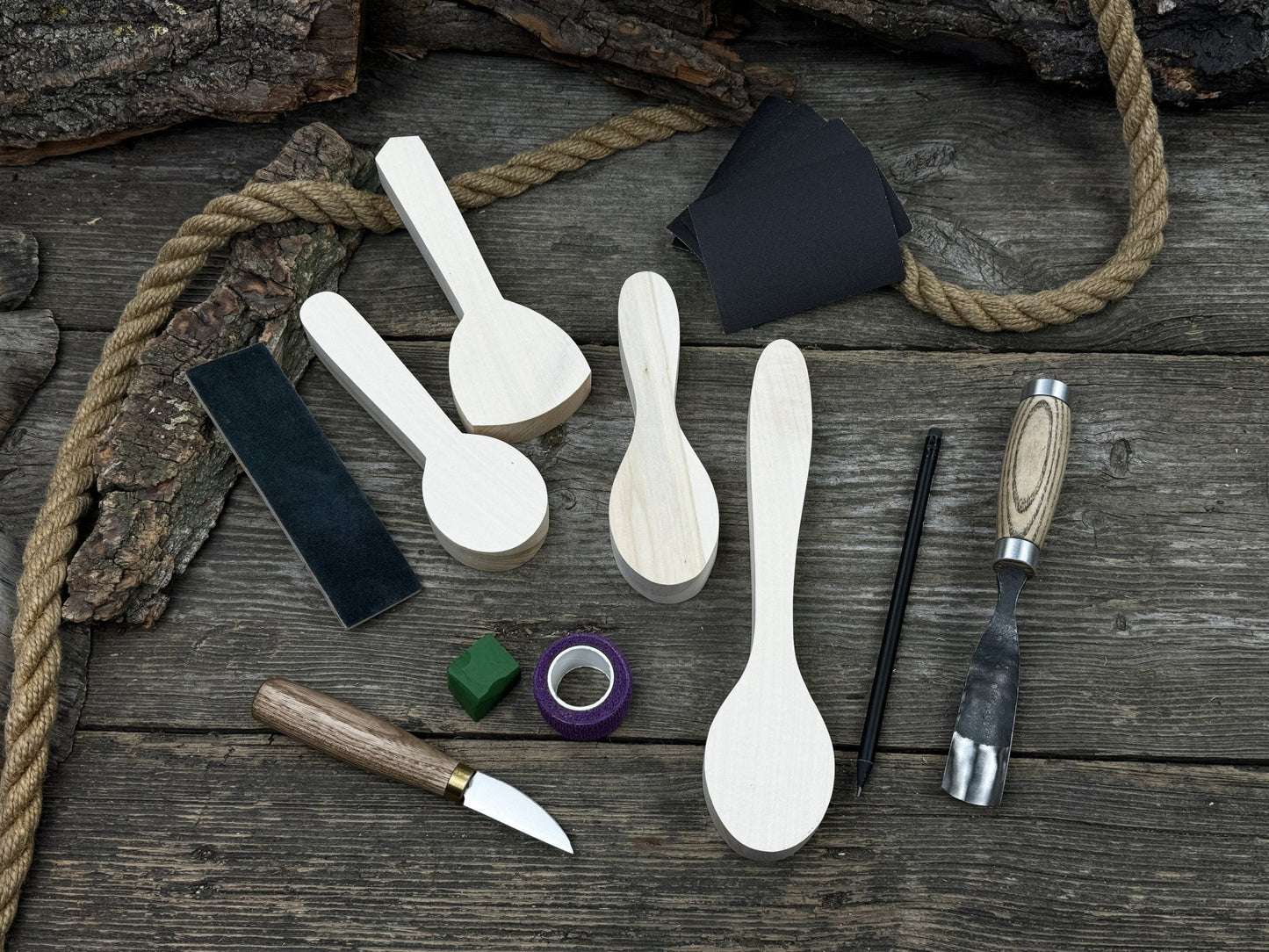 Spoon Carving Kit – DIY Wood Carving Set with Tools & Spoon Blanks for Starters