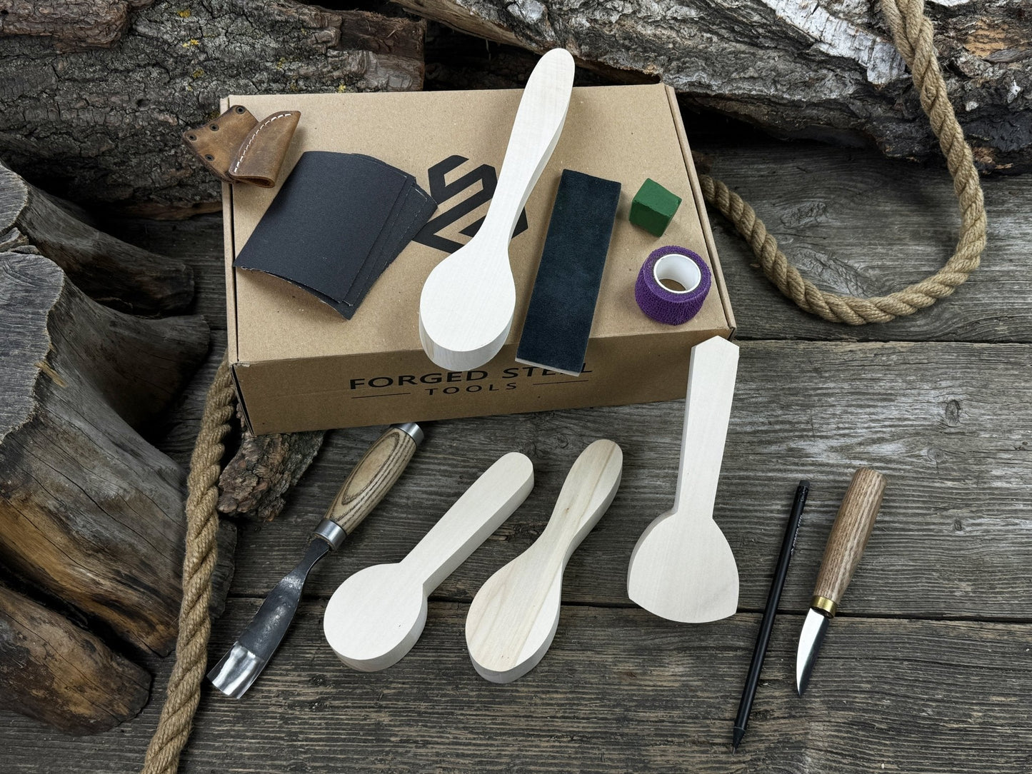 Spoon Carving Kit – DIY Wood Carving Set with Tools & Spoon Blanks for Starters