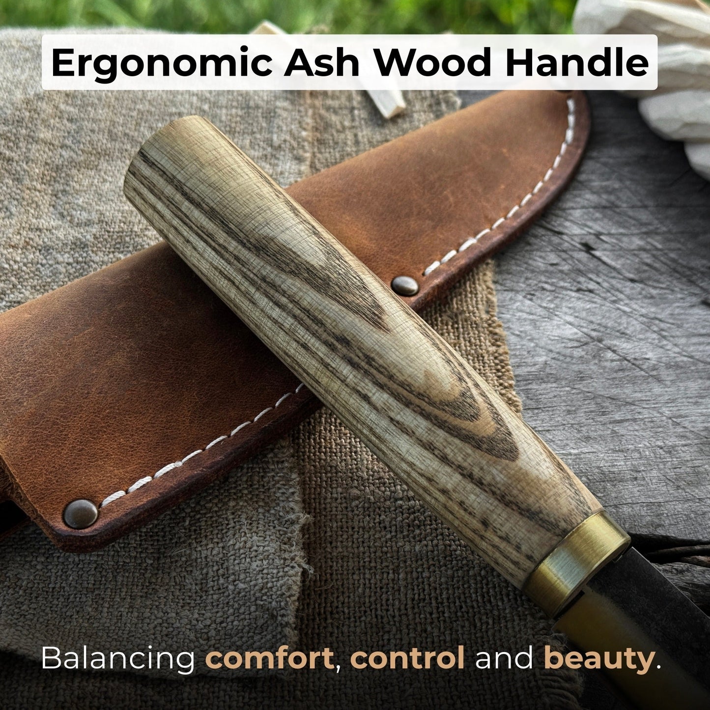 Whittling Sloyd Knife with Leather Sheath, 7.5 cm (2.95 inches) Blade