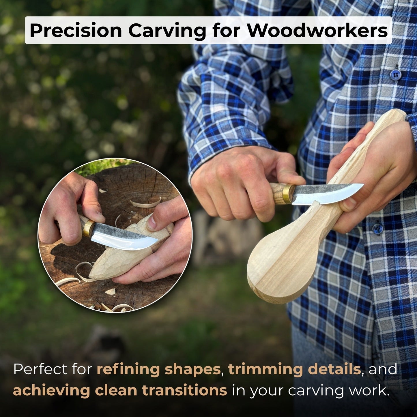 Whittling Sloyd Knife with Leather Sheath, 7.5 cm (2.95 inches) Blade