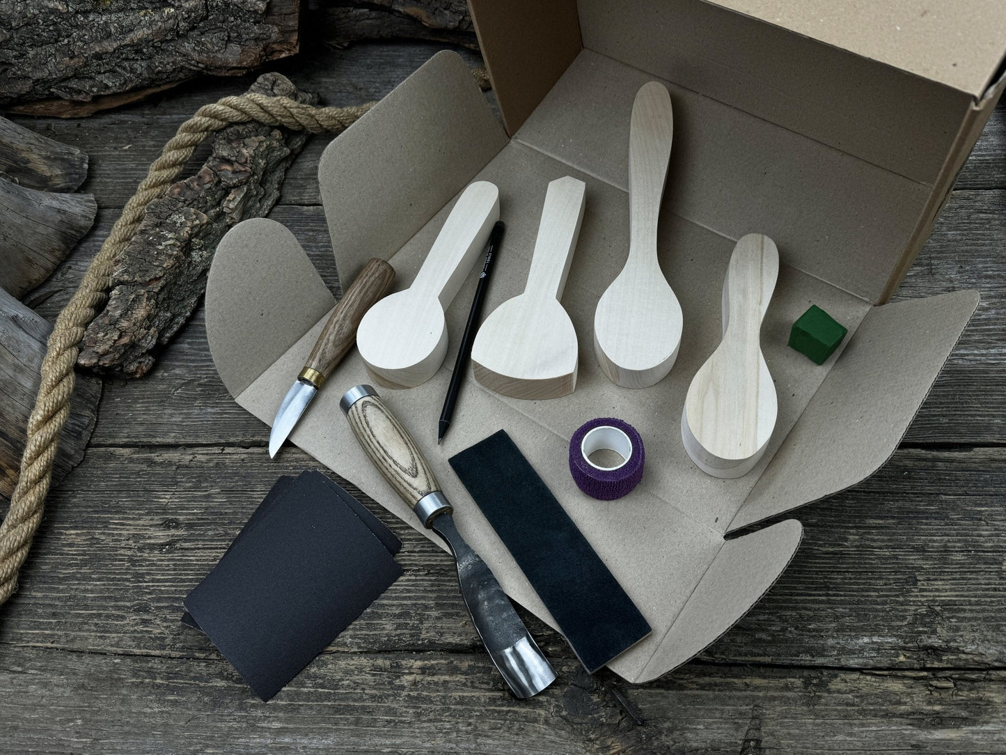 Spoon Carving Kit – DIY Wood Carving Set with Tools & Spoon Blanks for Starters