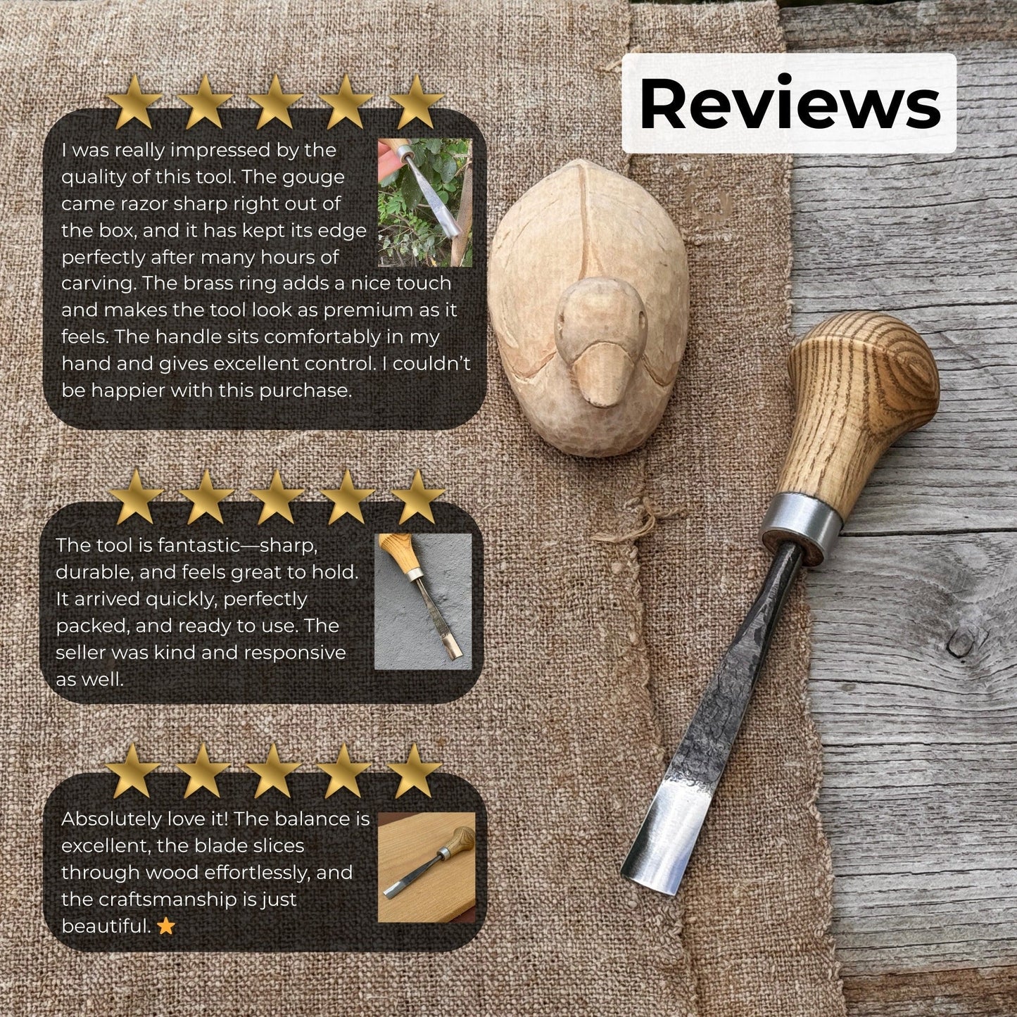 Straight Carving Gouge with Palm Handle – 12 mm (0.47 inches)