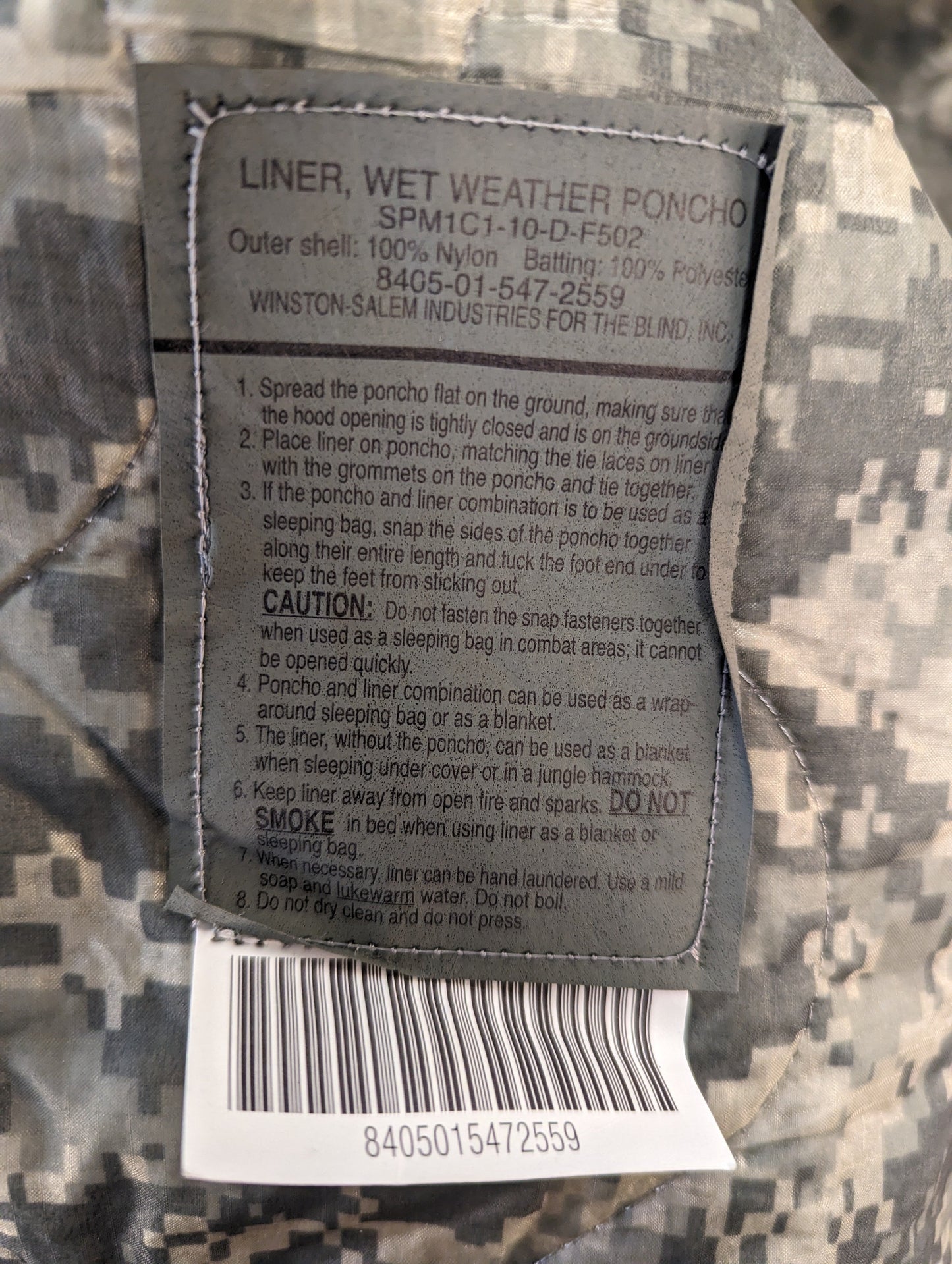 Wet Weather Poncho Liner - ACU